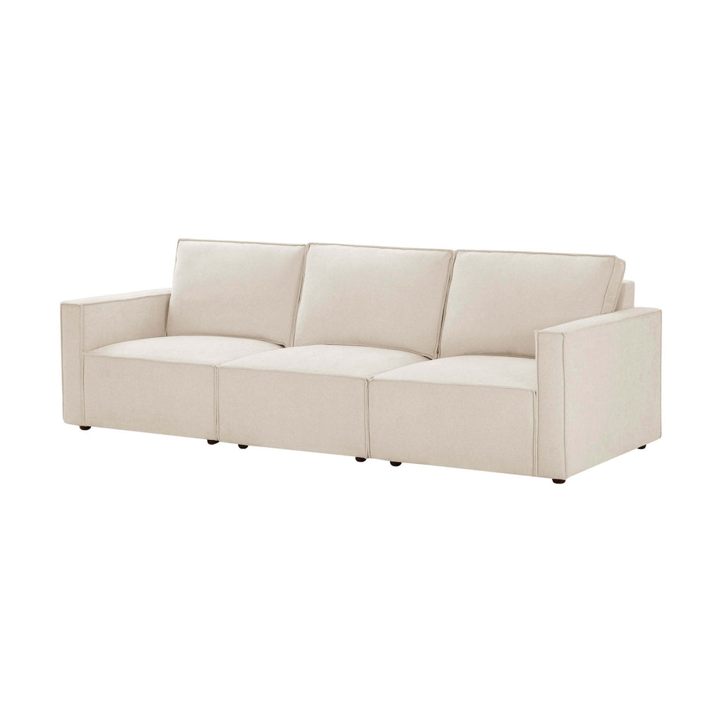 Dusklia - Brooklyn Slim Arm 3 Seater Sofa - Chenille Ivory
