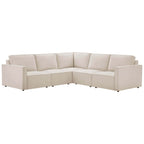 Dusklia - Brooklyn Slim Arm Large Left Hand Corner Sofa - Chenille Ivory