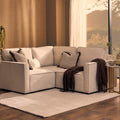 Dusklia - Brooklyn Slim Arm Left Hand Small Corner Sofa - Chenille Ivory