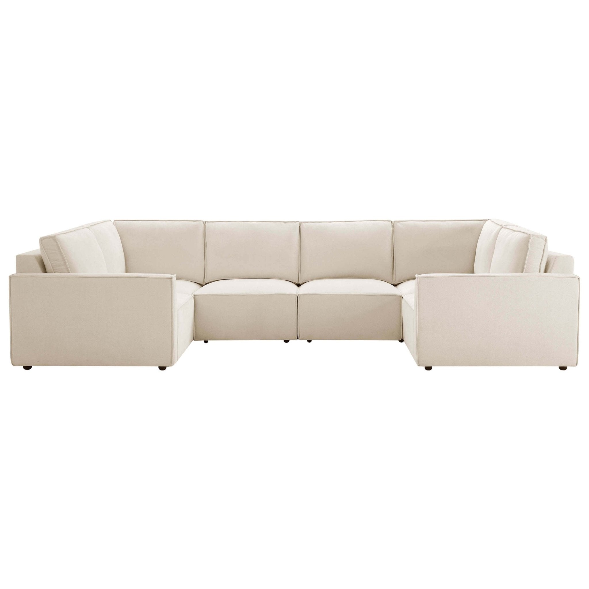 Dusklia - Brooklyn Slim Arm U-Shape Sofa - Chenille Ivory