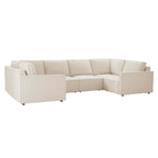 Dusklia - Brooklyn Slim Arm U-Shape Sofa - Chenille Ivory