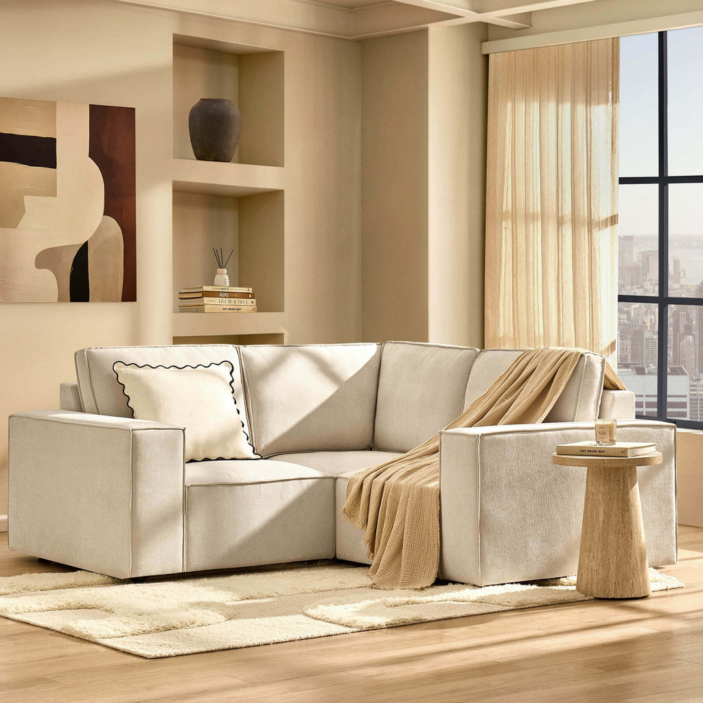 Dusklia - Brooklyn Small Corner Sofa - Chenille Ivory