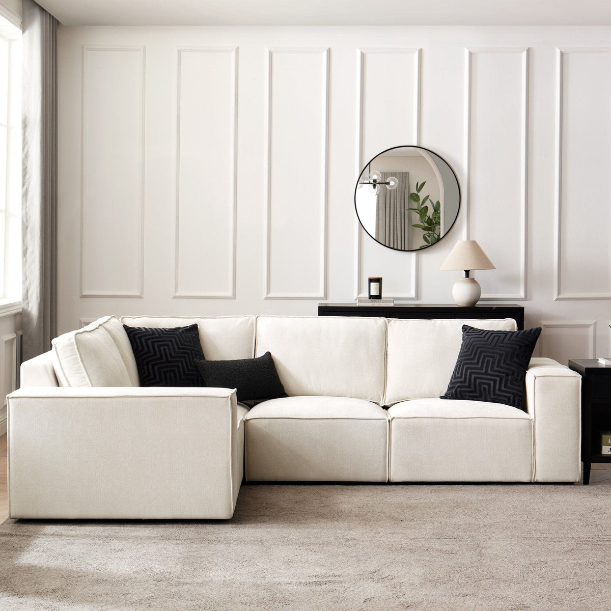 Dusklia - Brooklyn Small Left Hand L-Shape Sofa - Ivory
