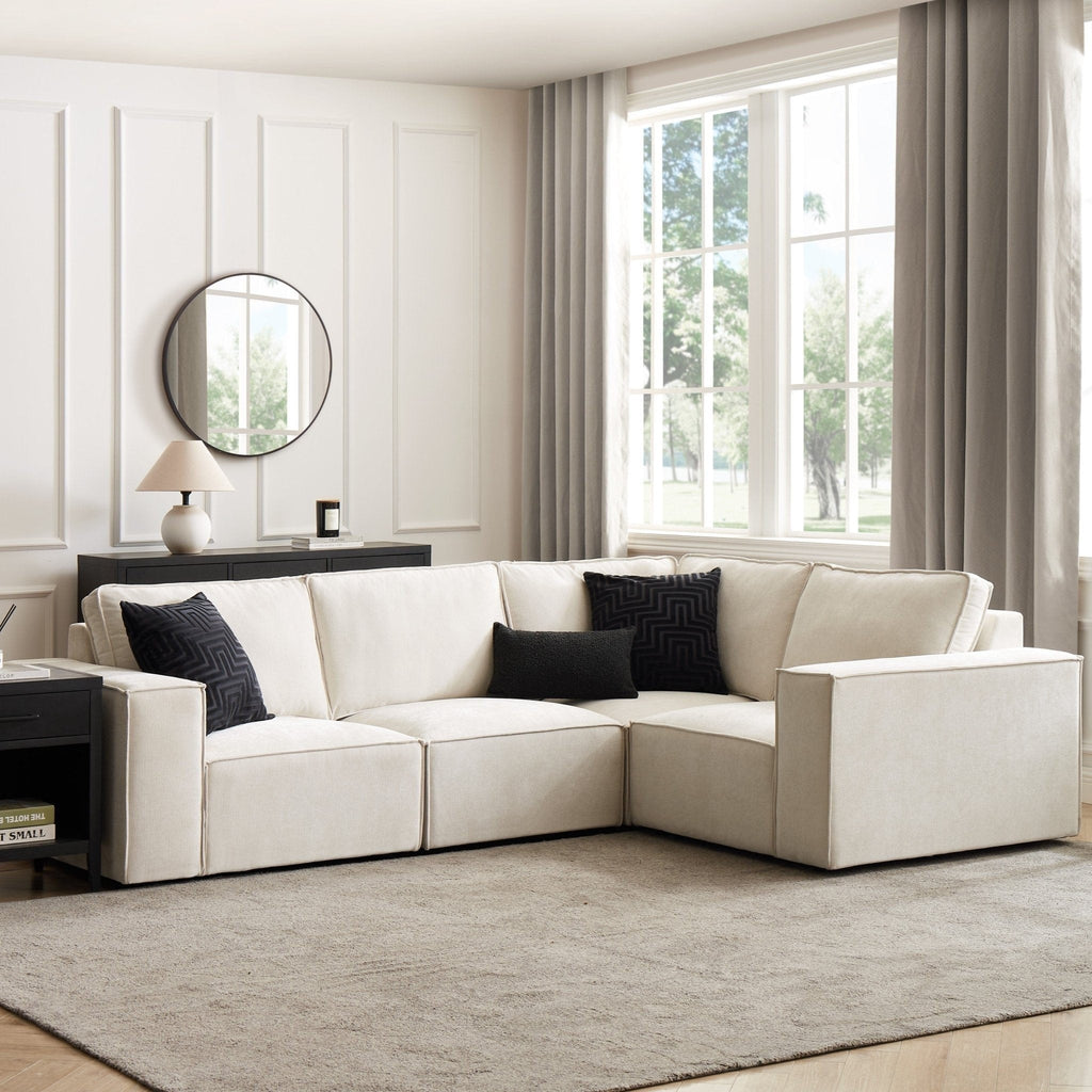 Dusklia - Brooklyn Small Right Hand L-Shape Sofa - Ivory