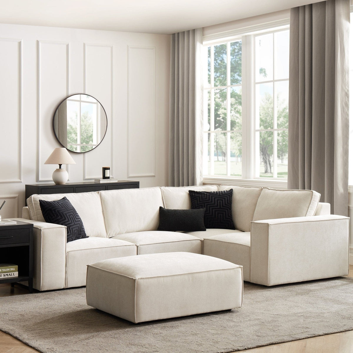 Dusklia - Brooklyn Small Right Hand L-Shape Sofa - Ivory