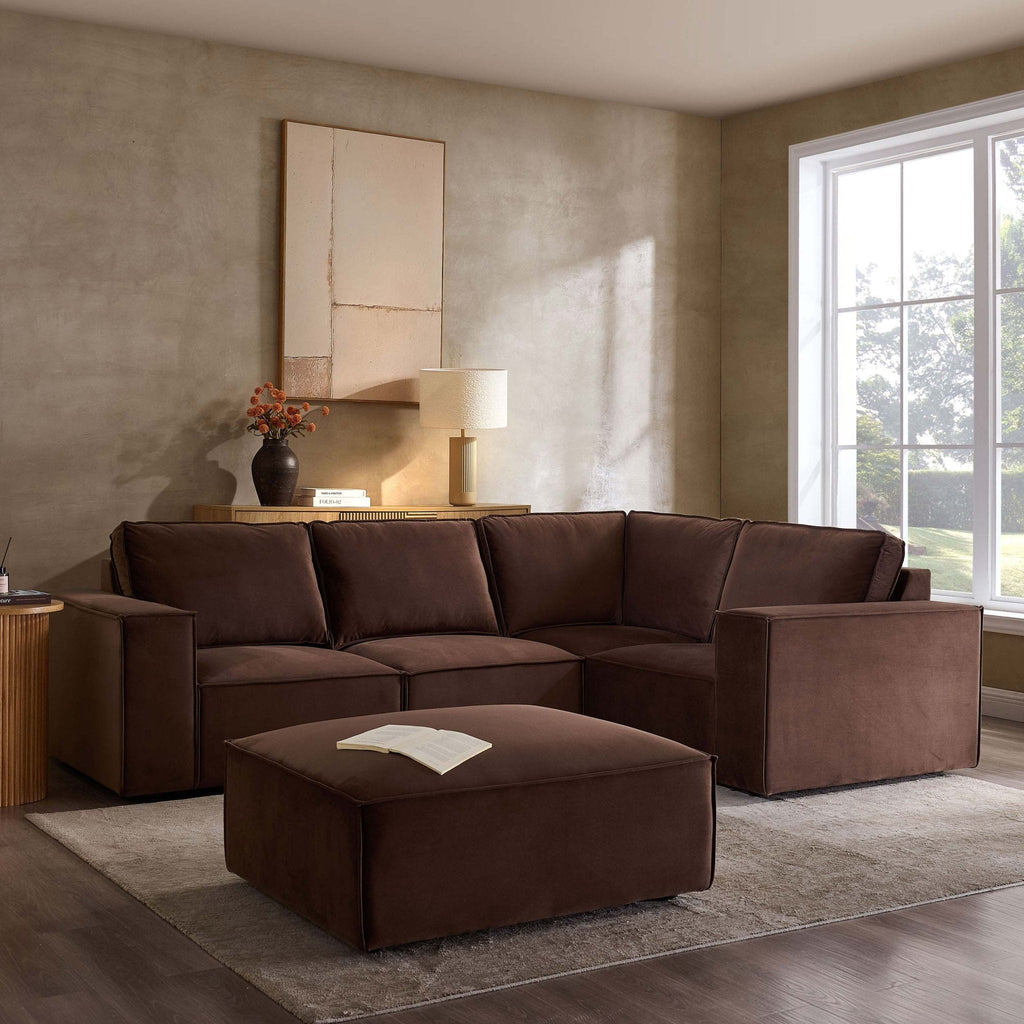 Dusklia - Brooklyn Small Right Hand L-Shape Sofa - Cappuccino