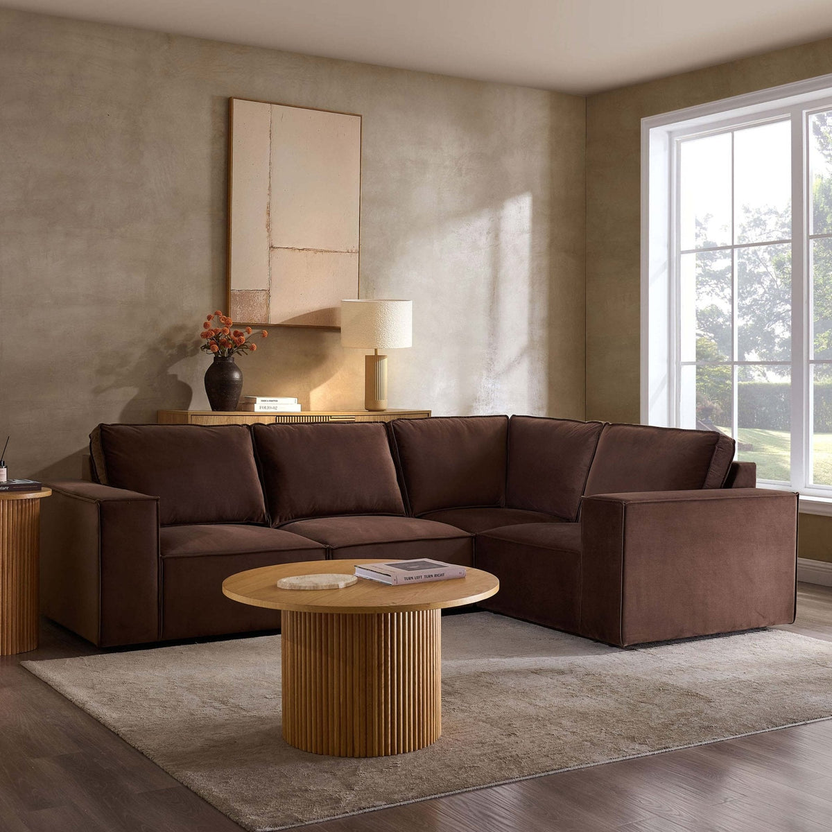 Dusklia - Brooklyn Small Right Hand L-Shape Sofa - Cappuccino