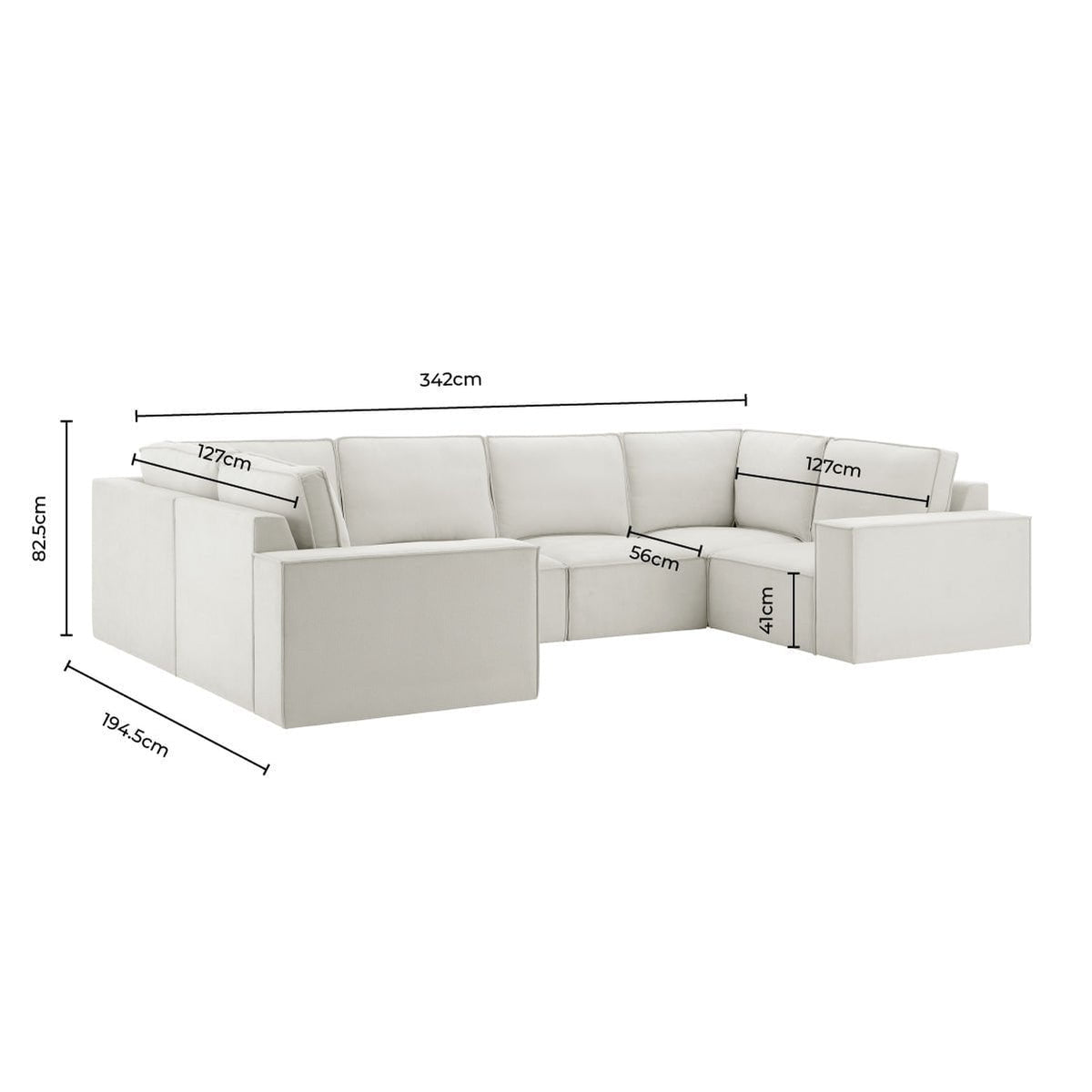 Dusklia - Brooklyn U-Shape Sofa - Ivory
