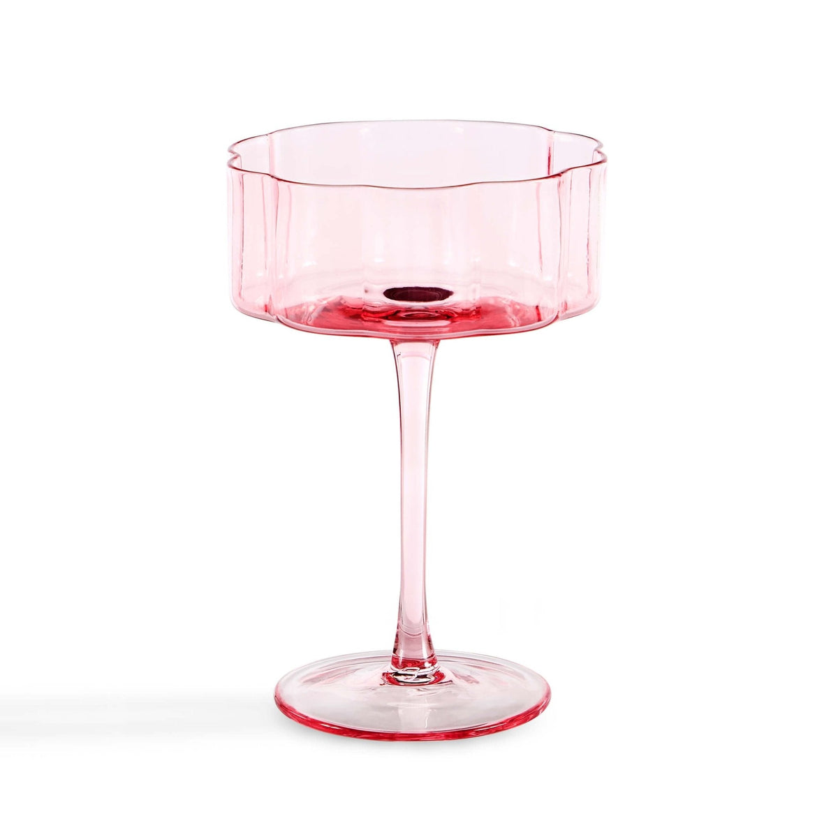 Dusklia - Brynn Scalloped Edge Glass Coupes - Set of 4 - Pink