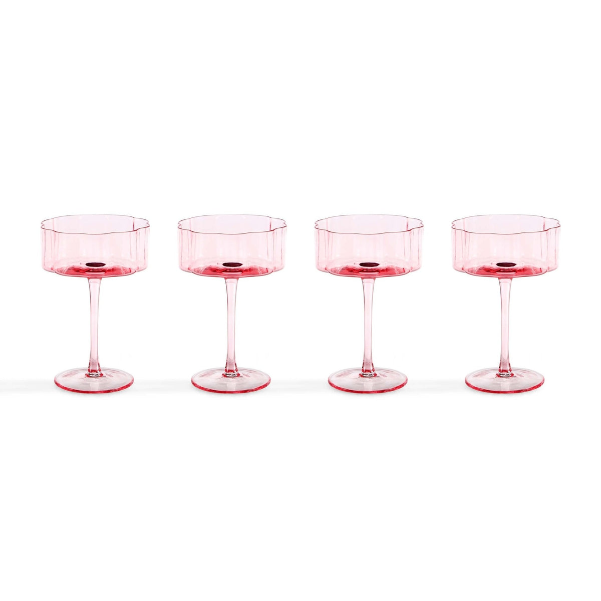 Dusklia - Brynn Scalloped Edge Glass Coupes - Set of 4 - Pink