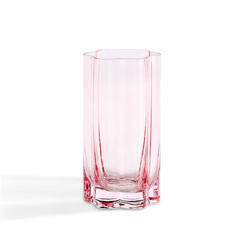 Dusklia - Brynn Scalloped Edge Glass Highballs - Set of 4 - Pink