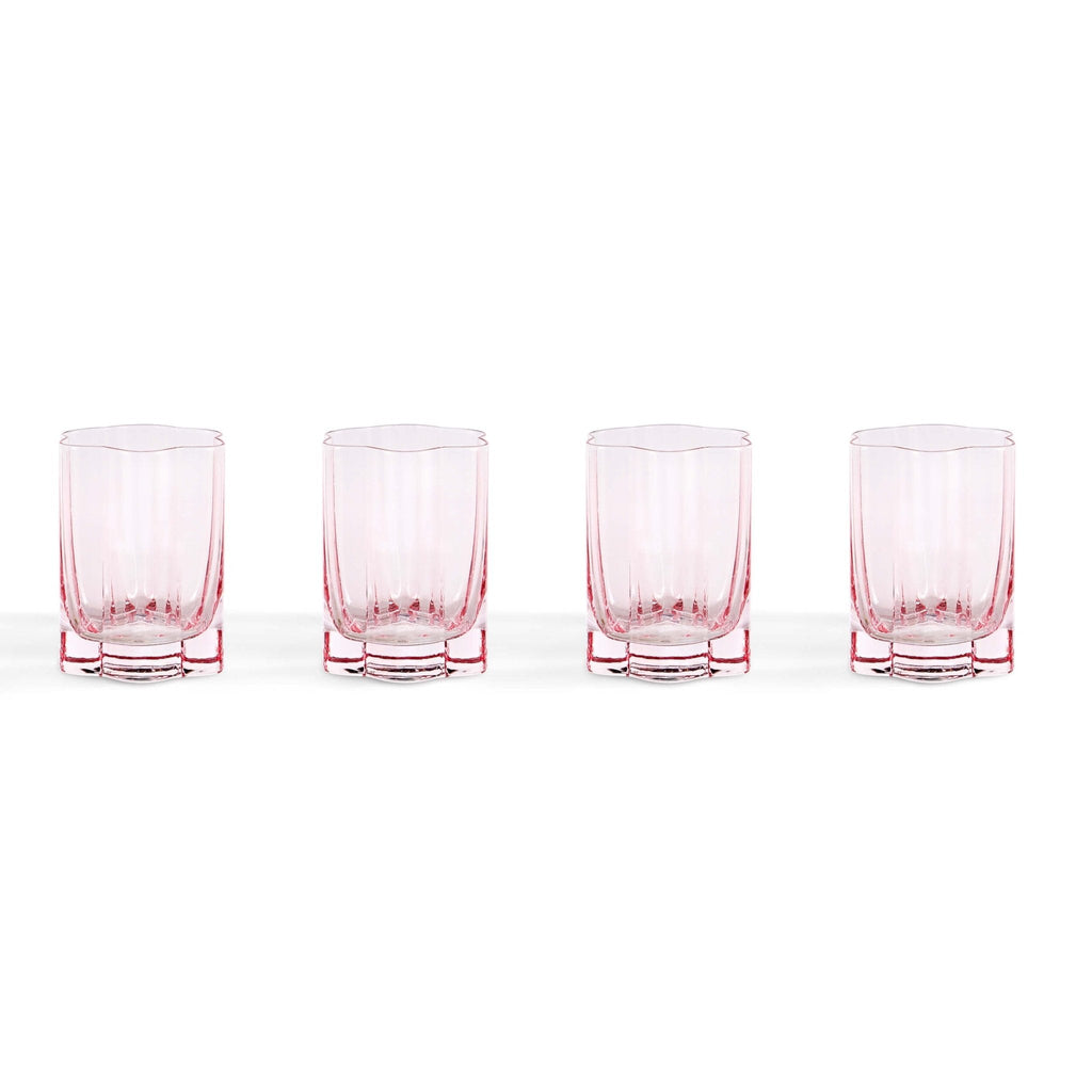 Dusklia - Brynn Scalloped Edge Glass Tumblers - Set of 4 - Pink