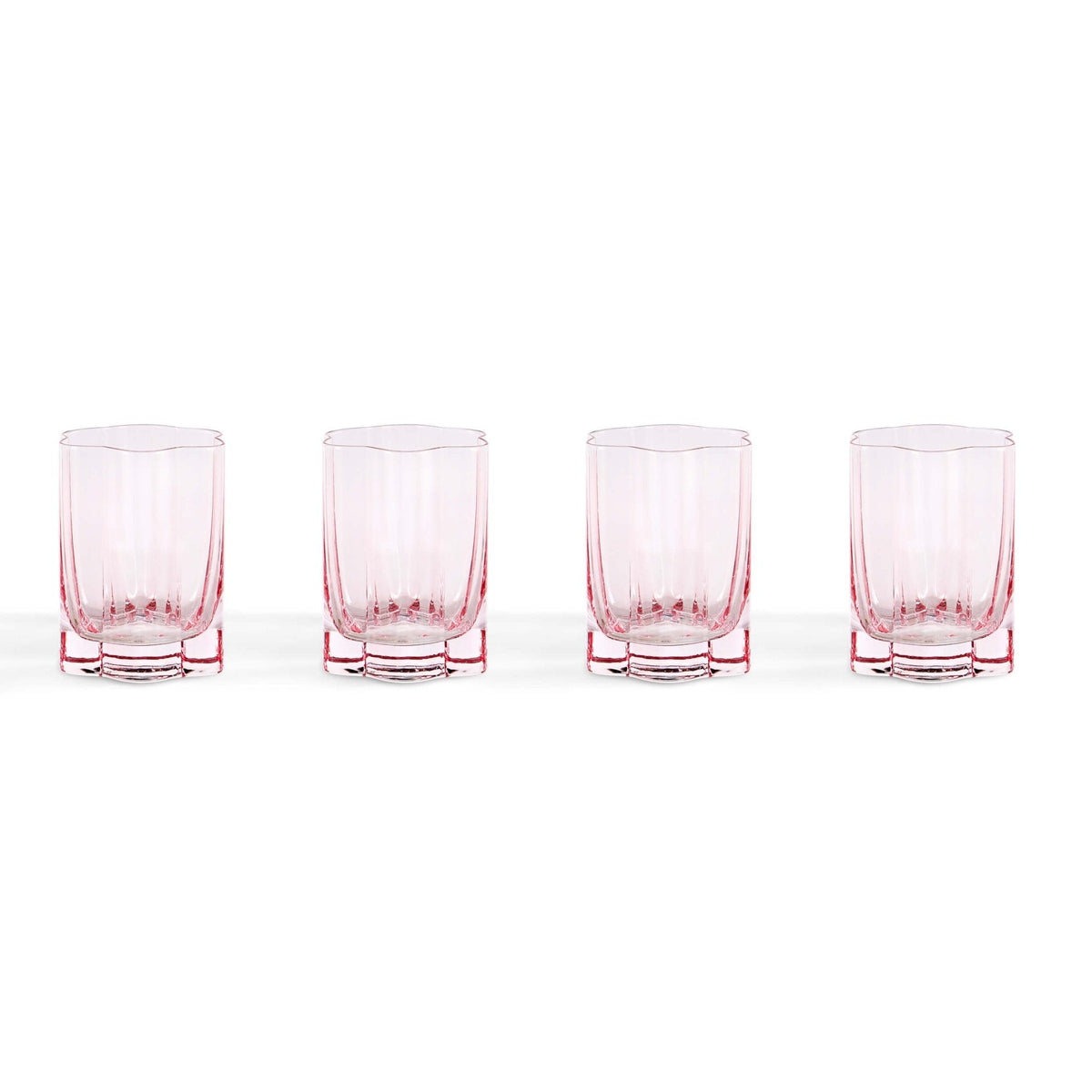 Dusklia - Brynn Scalloped Edge Glass Tumblers - Set of 4 - Pink