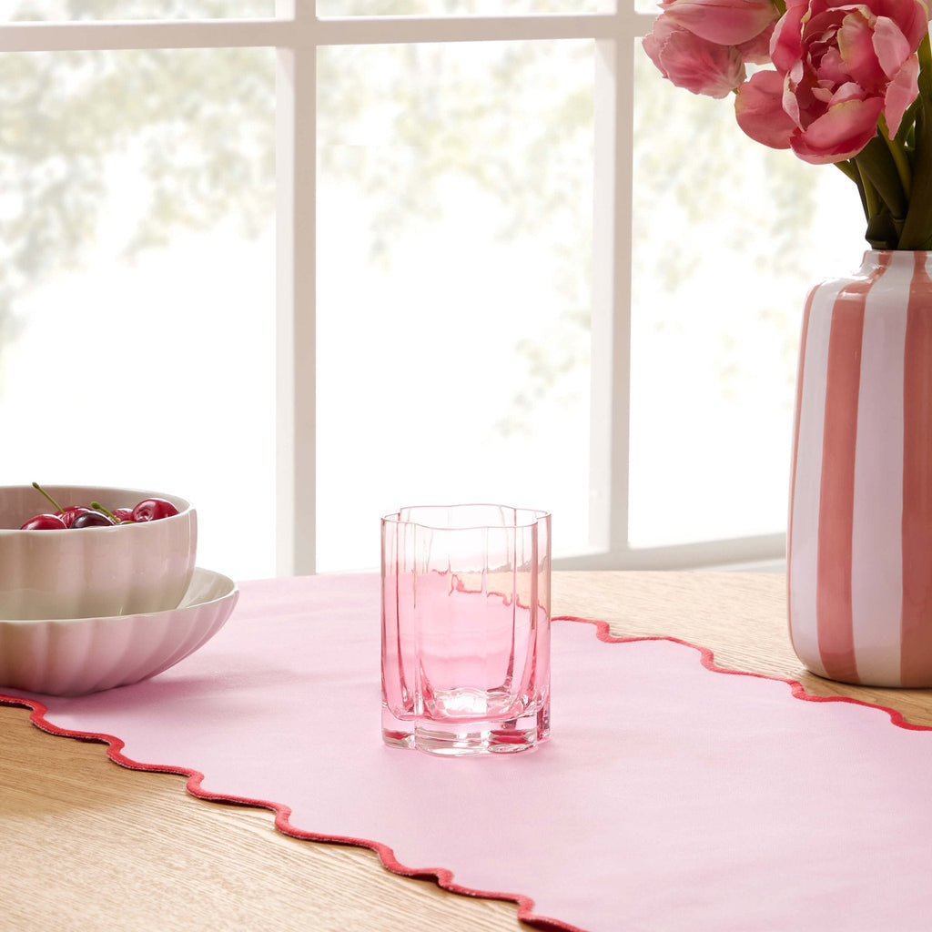 Dusklia - Brynn Scalloped Edge Glass Tumblers - Set of 4 - Pink