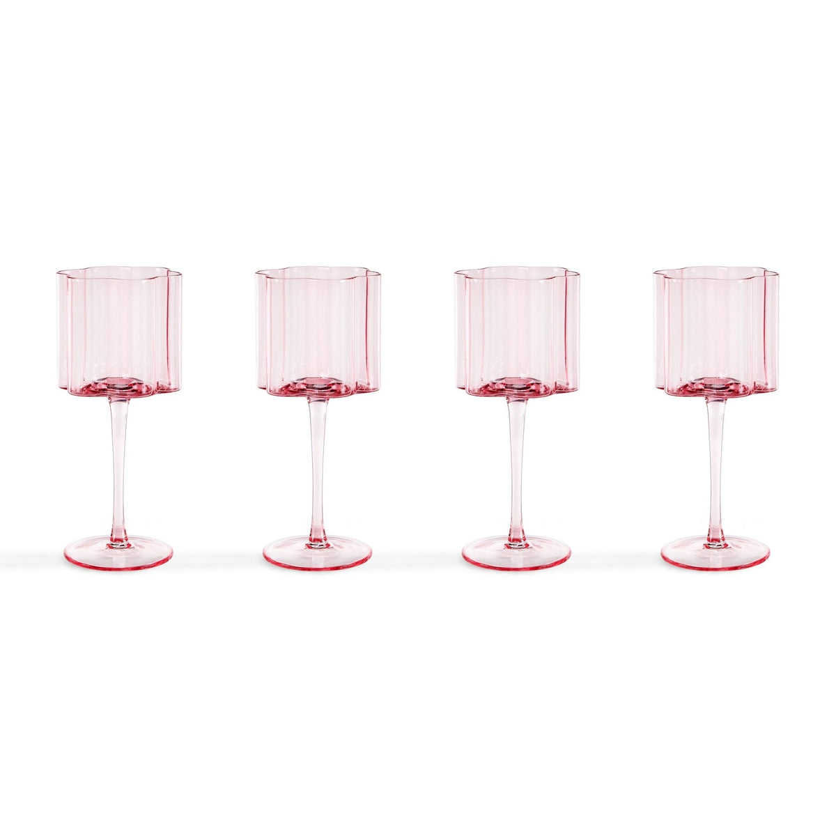 Dusklia - Brynn Scalloped Edge Wine Glasses - Set of 4 - Pink
