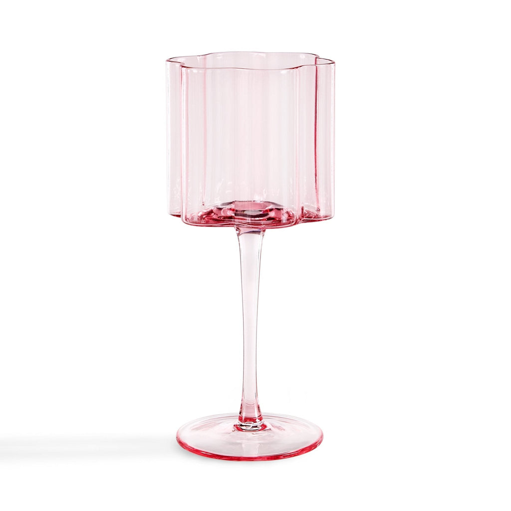 Dusklia - Brynn Scalloped Edge Wine Glasses - Set of 4 - Pink