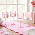 Dusklia - Brynn Scalloped Edge Wine Glasses - Set of 4 - Pink