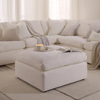 Dusklia - Cairo Feather Pouffe - Vanilla