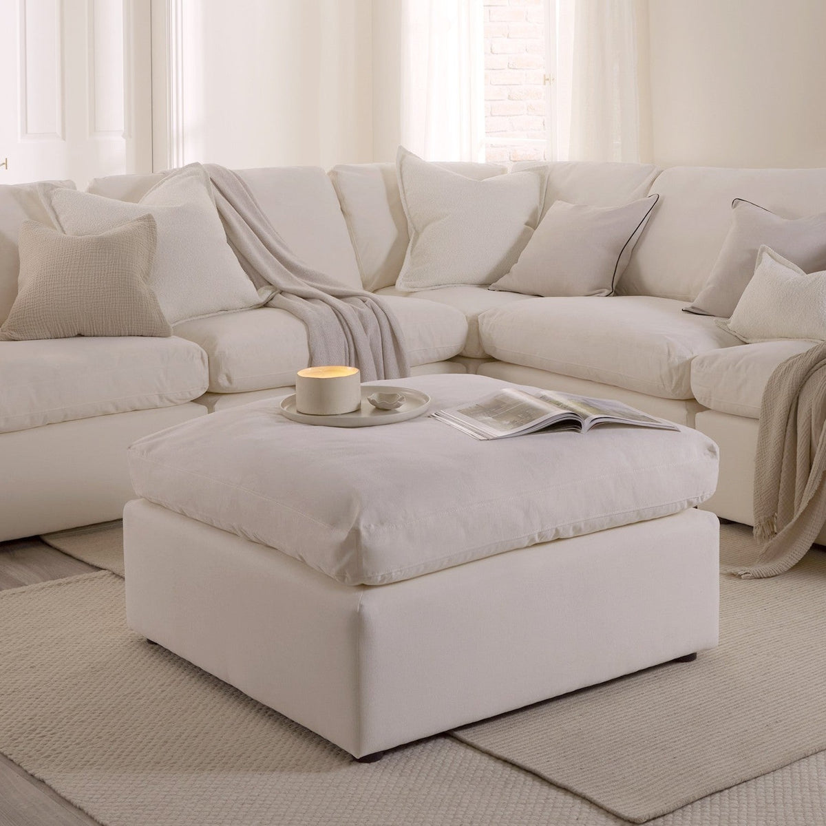 Dusklia - Cairo Feather Pouffe - Vanilla