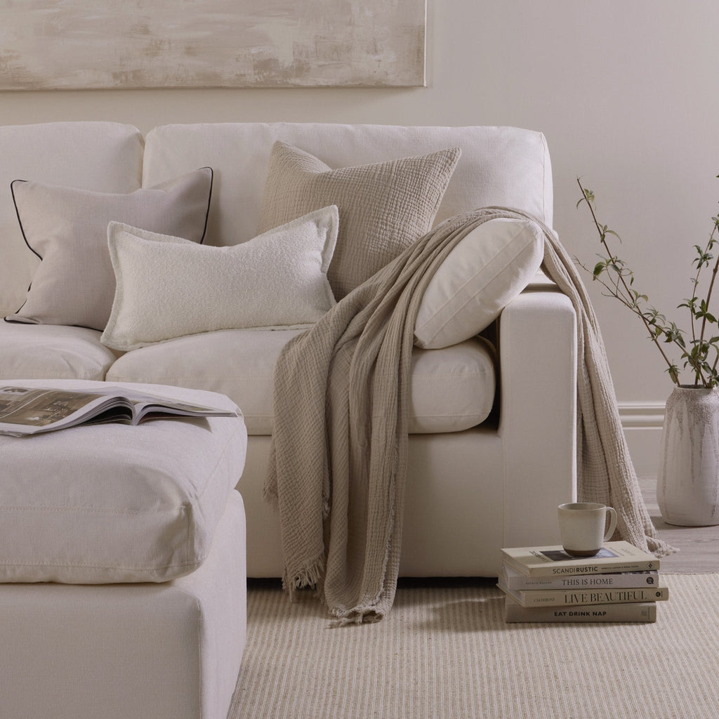 Dusklia - Cairo Feather Pouffe - Vanilla