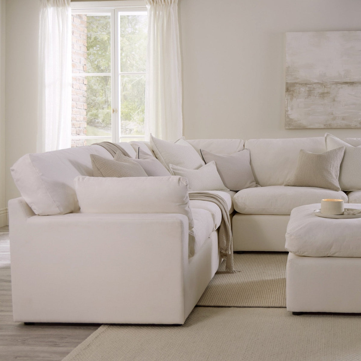 Dusklia - Cairo Feather Pouffe - Vanilla