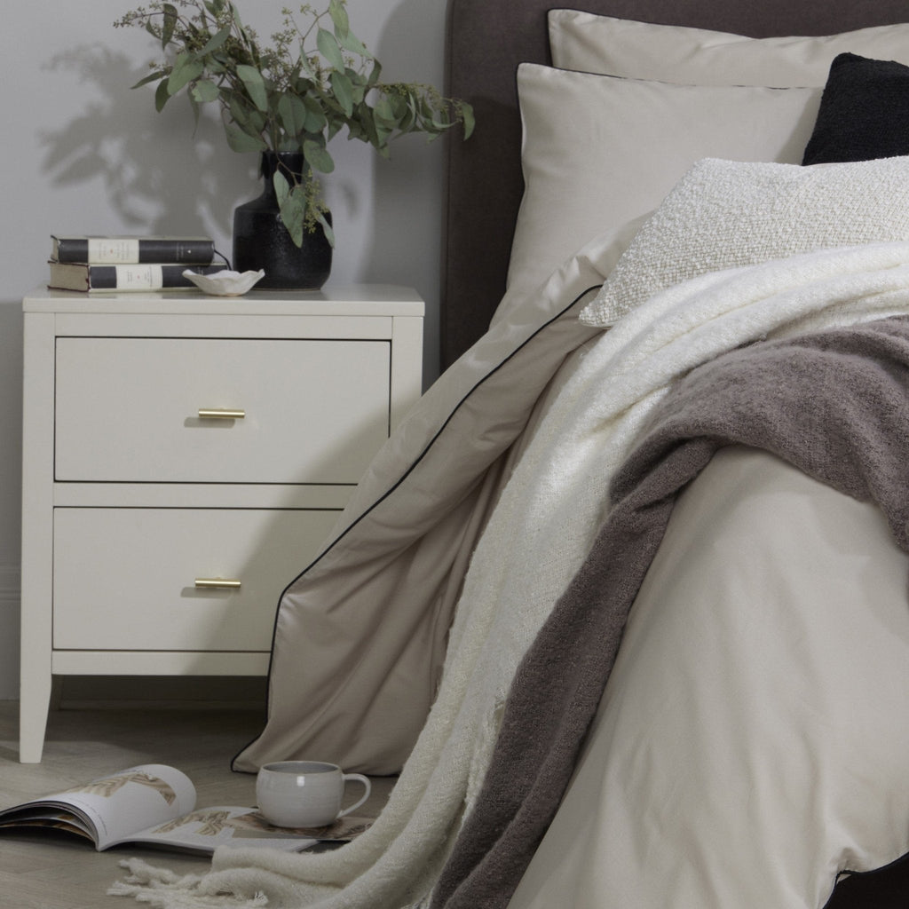 Dusklia - Cambridge 200 Thread Count Duvet Cover - Natural/Black