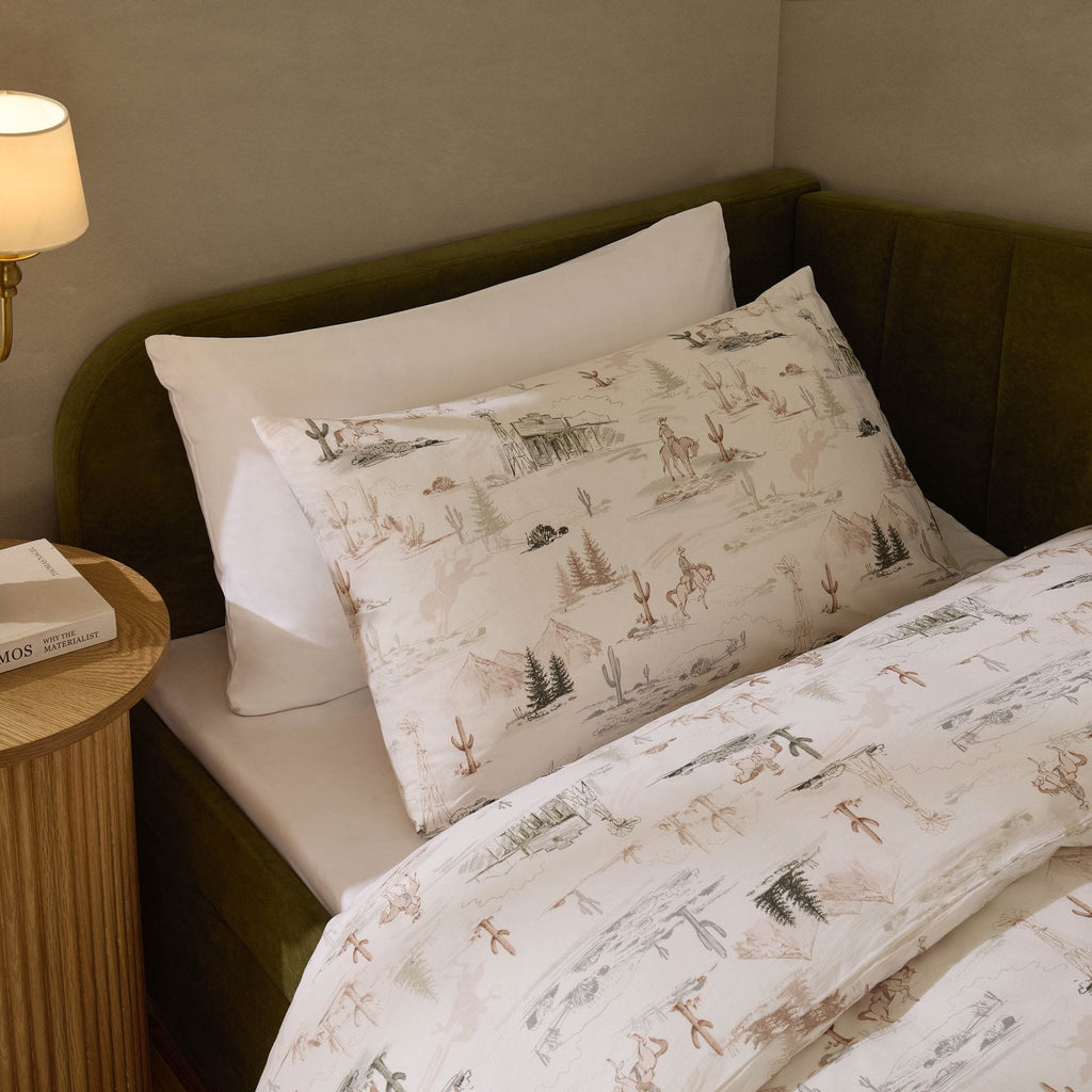 Dusklia - Cameron Cowboy 100% Cotton Kids Duvet Cover & Pillowcase Set - Green