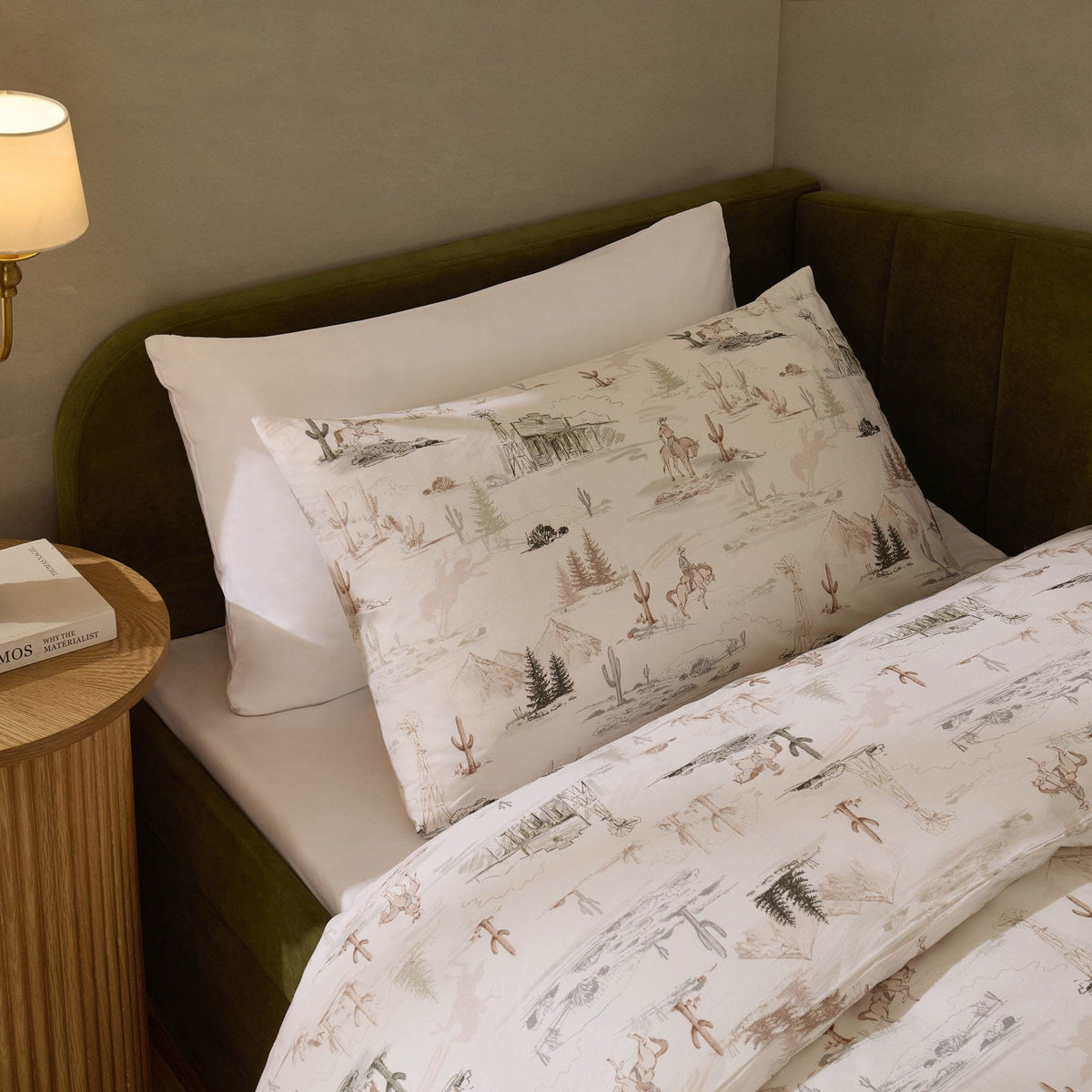 Dusklia - Cameron Cowboy 100% Cotton Kids Duvet Cover & Pillowcase Set - Green