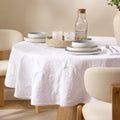 Dusklia - Cannes Matelassé 300 Thread Count Circle Tablecloth - White