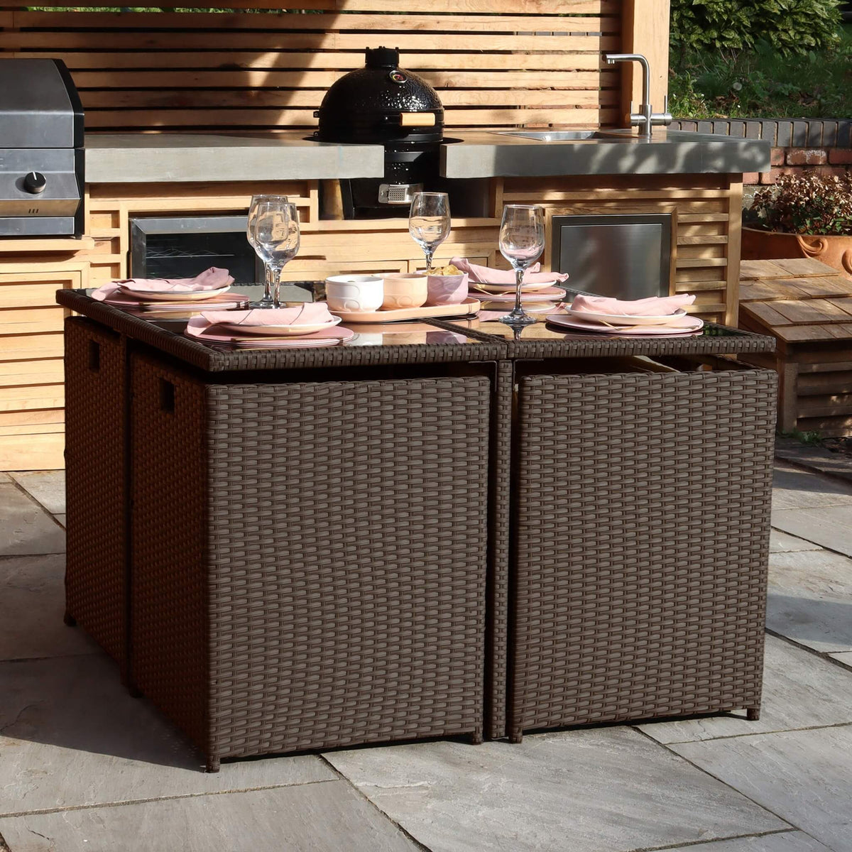 Dusklia - Cannes Outdoor 8-Seater Dining Set - Brown