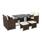 Dusklia - Cannes Outdoor 8-Seater Dining Set - Brown