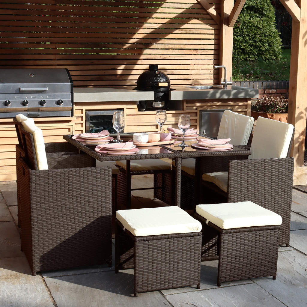 Dusklia - Cannes Outdoor 8-Seater Dining Set - Brown
