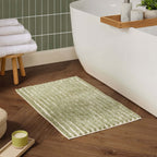 Dusklia - Capri Tufted Stripe Bath Mat  - Olive
