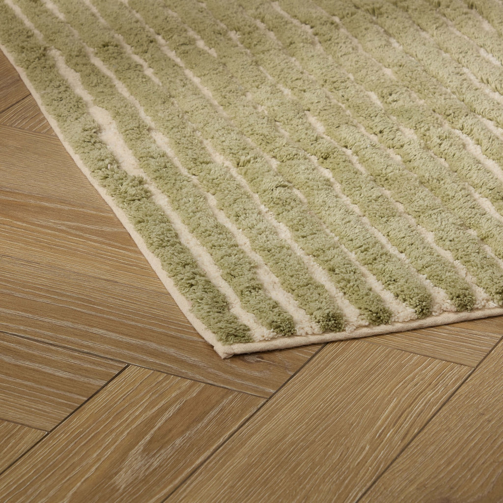 Dusklia - Capri Tufted Stripe Bath Mat  - Olive