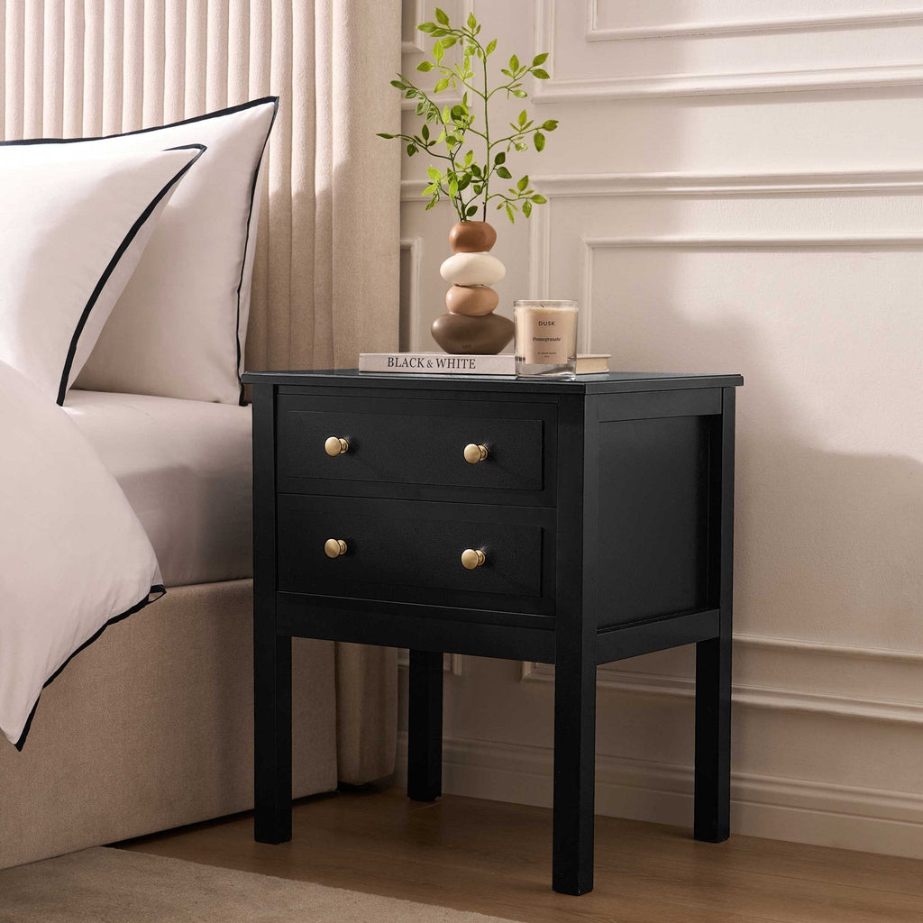 Dusklia - Carolina 2 Drawer Bedside Table - Black