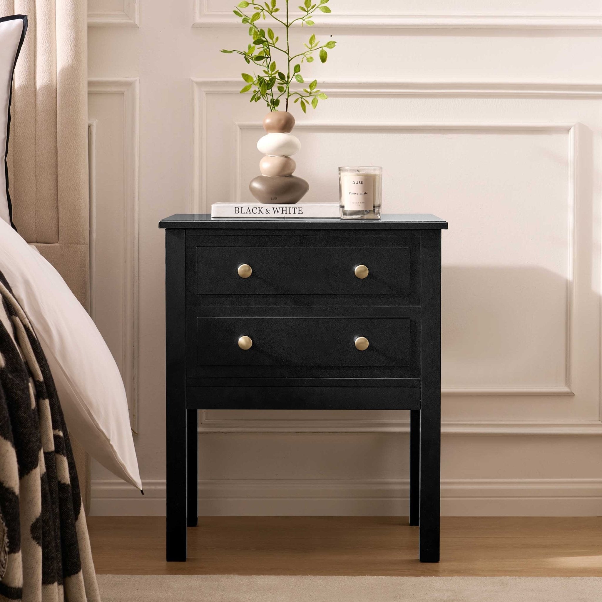 Dusklia - Carolina 2 Drawer Bedside Table - Black