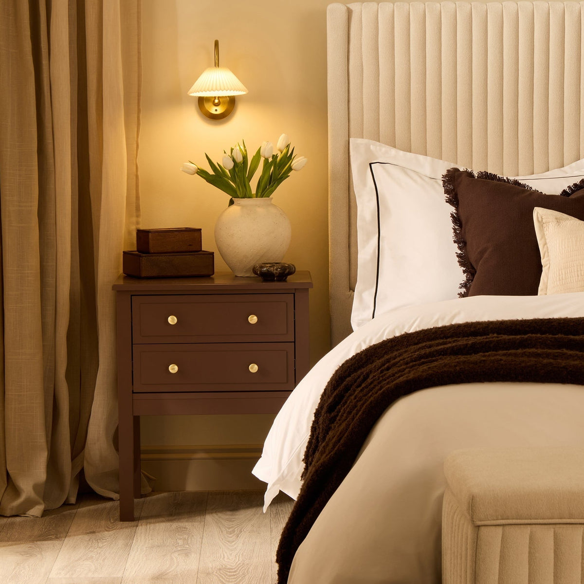 Dusklia - Carolina 2 Drawer Bedside Table - Mocha