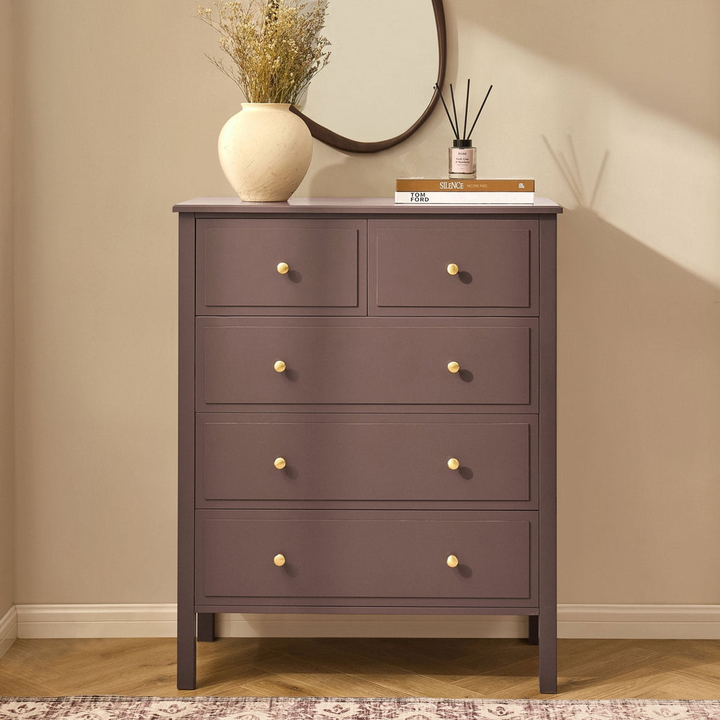 Dusklia - Carolina 5 Drawer Chest - Mocha