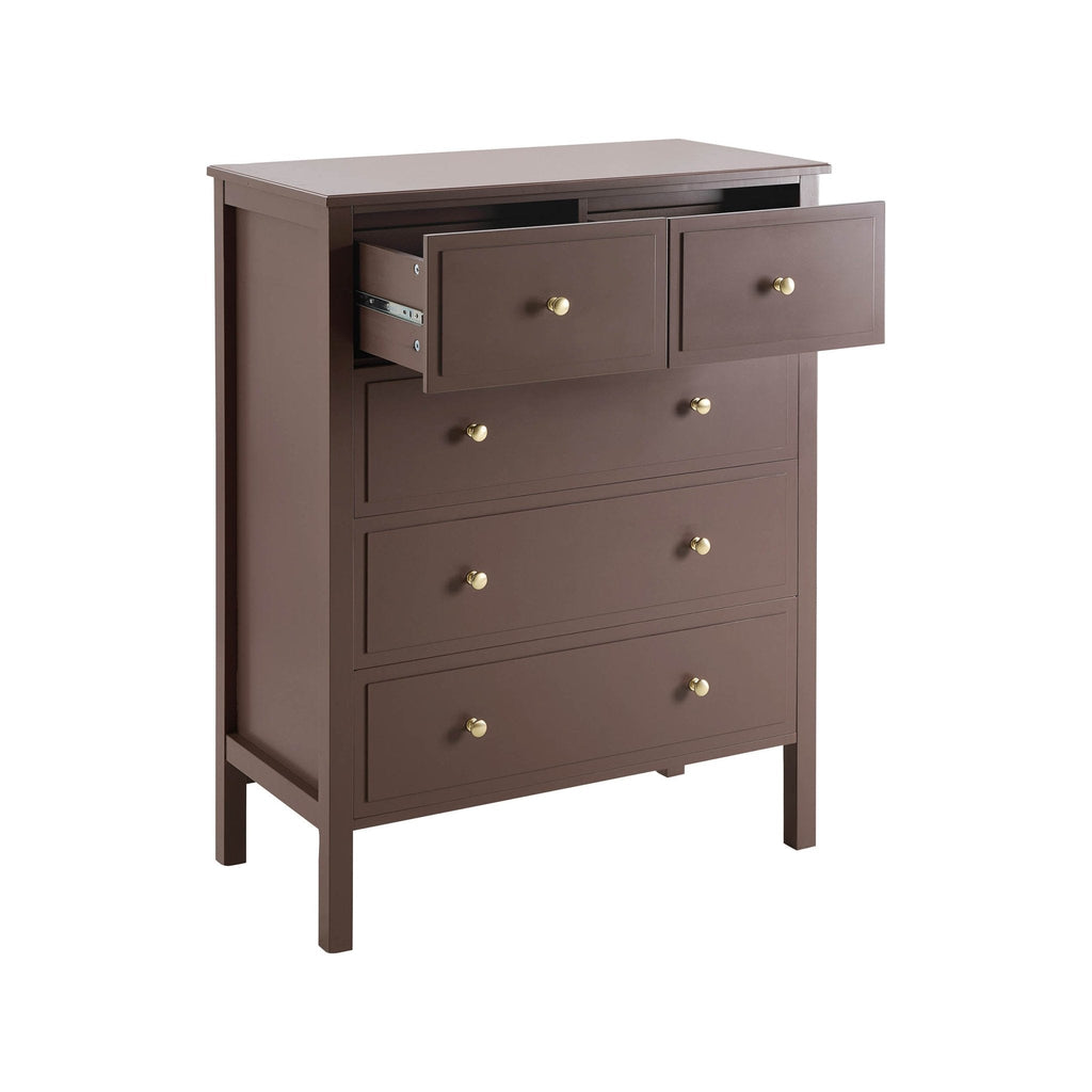 Dusklia - Carolina 5 Drawer Chest - Mocha