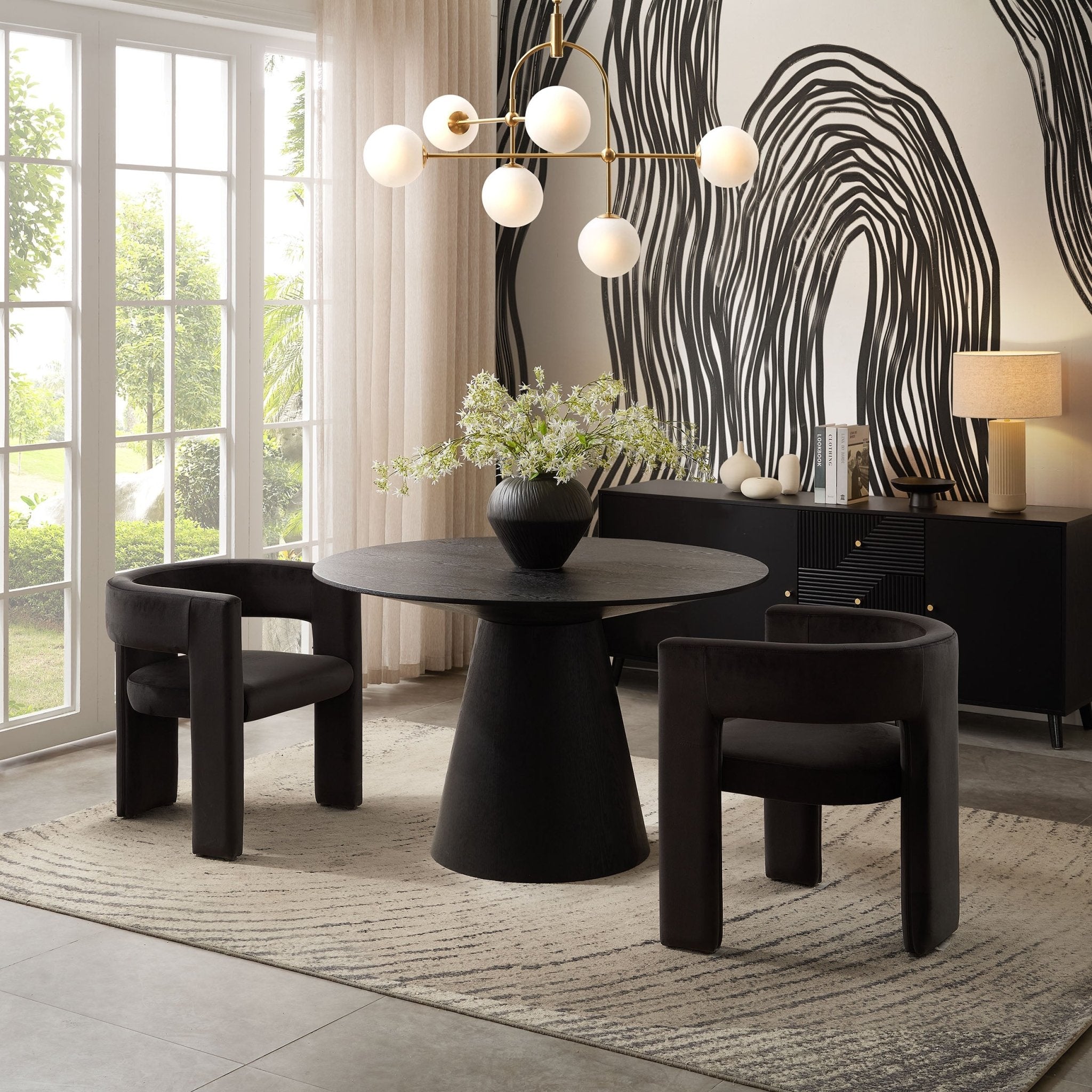 Dusklia - Cassie 4-6 Seater Dining Table - Black Wood