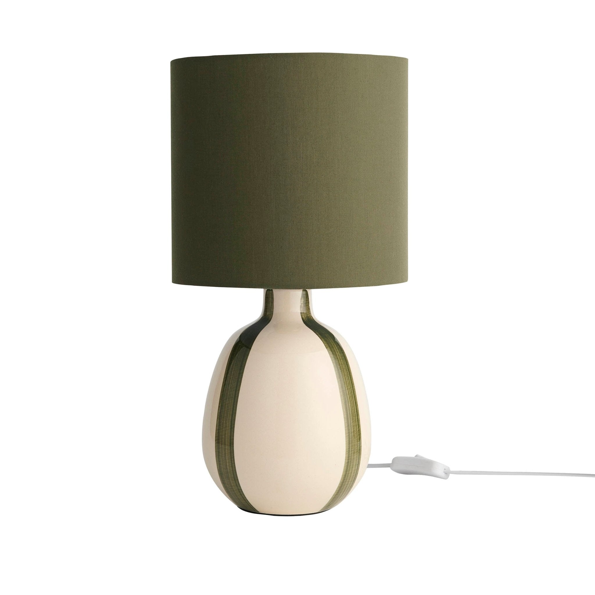 Dusklia - Cassie Striped Table Lamp - Cream/Green