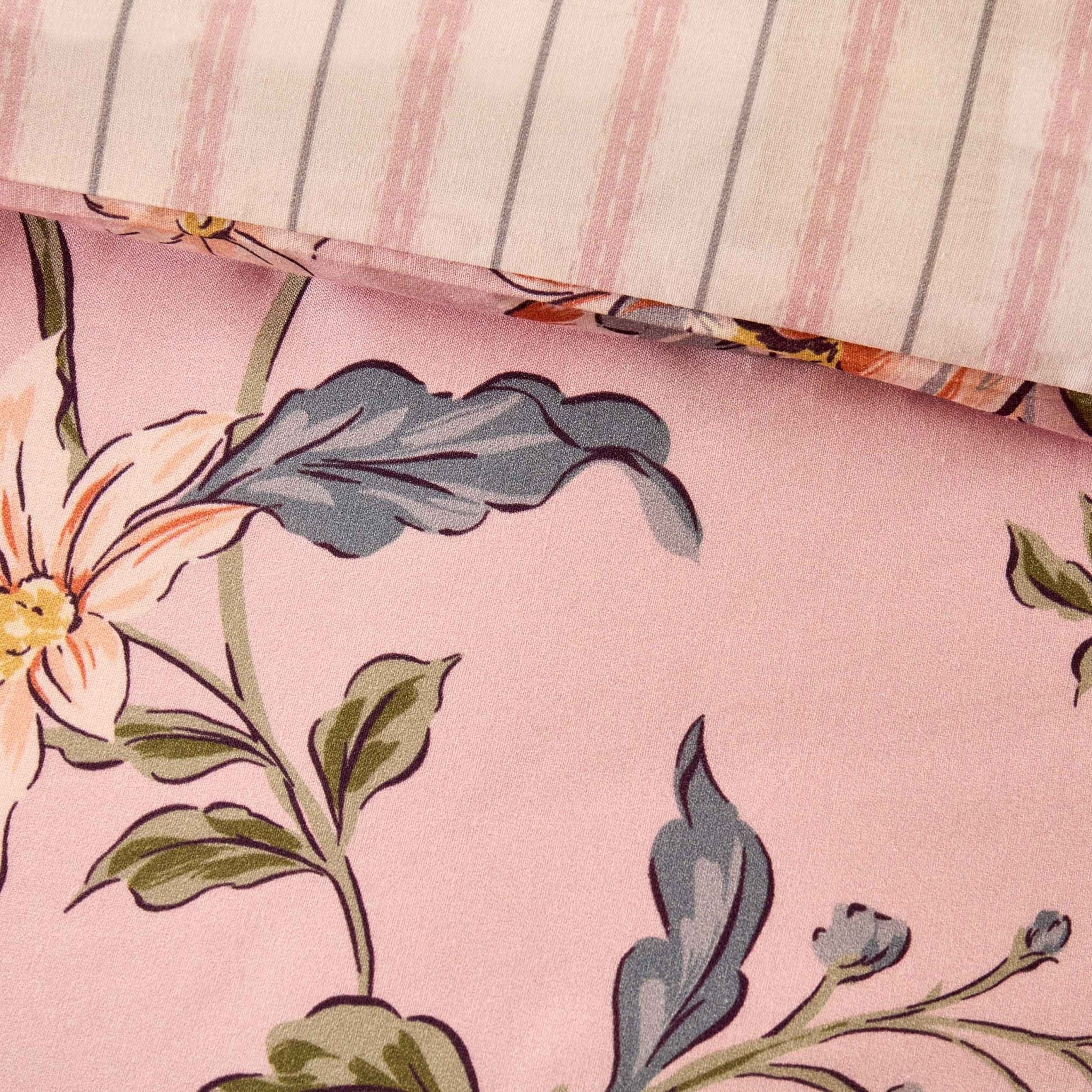 Dusklia - Celeste 300 Thread Count 100% Cotton Floral Duvet Cover & Pillowcase Set - Pink