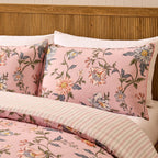 Dusklia - Celeste 300 Thread Count 100% Cotton Floral Duvet Cover & Pillowcase Set - Pink