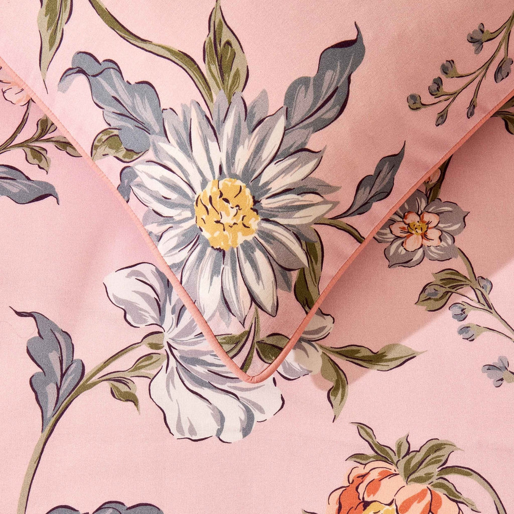 Dusklia - Celeste 300 Thread Count 100% Cotton Floral Duvet Cover & Pillowcase Set - Pink