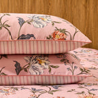 Dusklia - Celeste 300 Thread Count 100% Cotton Floral Duvet Cover & Pillowcase Set - Pink