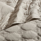 Dusklia - Charlotte Geometric Embroidered Bedspread 2.5m x 2.6m - Natural
