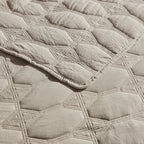 Dusklia - Charlotte Geometric Embroidered Bedspread 2.5m x 2.6m - Natural