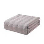 Dusklia - Charlotte Geometric Embroidered Bedspread 2.5m x 2.6m - Pebble Grey