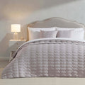 Dusklia - Charlotte Geometric Embroidered Bedspread 2.5m x 2.6m - Pebble Grey