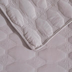 Dusklia - Charlotte Geometric Embroidered Bedspread 2.5m x 2.6m - Pebble Grey